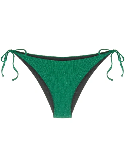 Mc2 Saint Barth Virgo Metallized Bikini Bottoms In Green