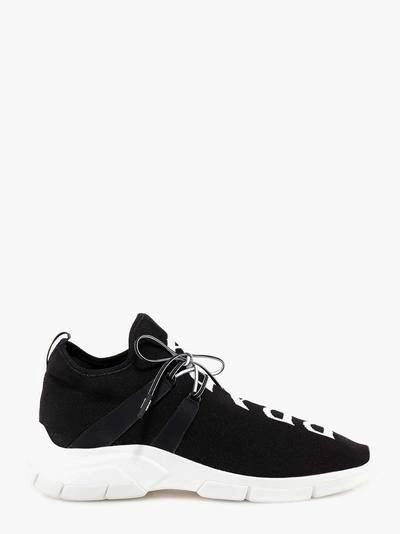 Prada High Top Knit Trainer In Black/white