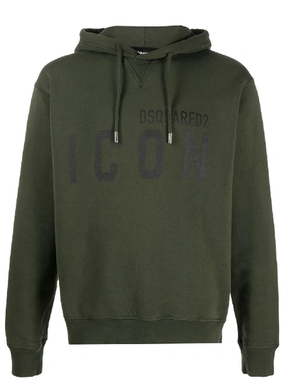 Dsquared2 Icon-print Hooded Sweatshirt In Green