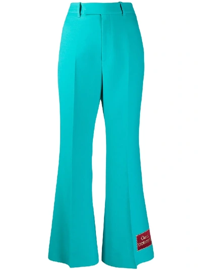 Gucci Eterotopia Flared Trousers In Light Blue