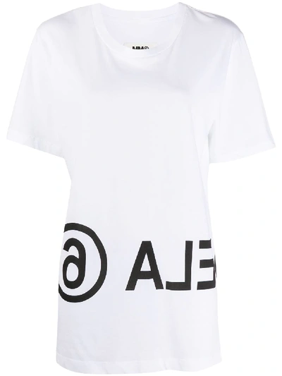 Mm6 Maison Margiela Reversed Logo Cotton T-shirt In White