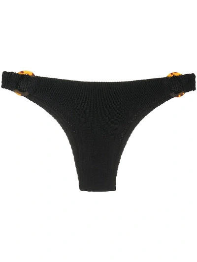 Mc2 Saint Barth Evelyn Ruched Bikini Bottoms In Black