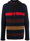 LANVIN STRIPED KNITTED HOODIE
