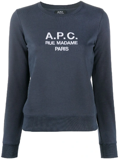 Apc Embroidered-logo Sweatshirt In Blue