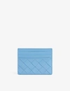 Bottega Veneta Intrecciato Leather Card Holder In Swimming P/s.p/s.p-g