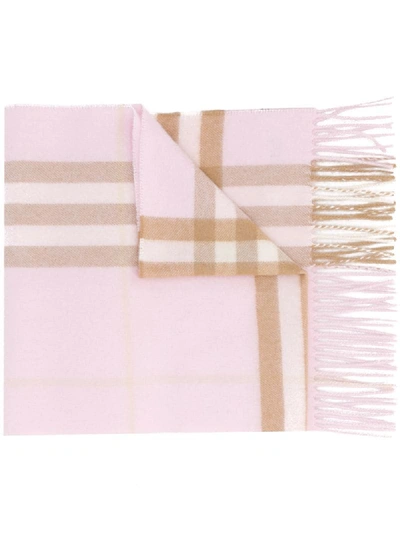 Burberry Cashmere Check Stole In Pink