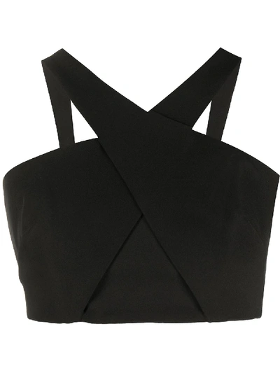 Loulou Cross-over Cropped Top In Black