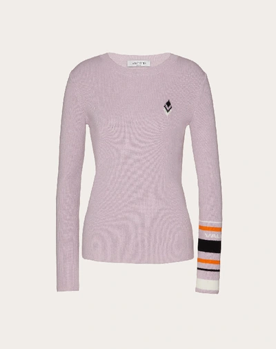 Valentino Cashmere Wool Intarsia Sweater In Pink/multicolor