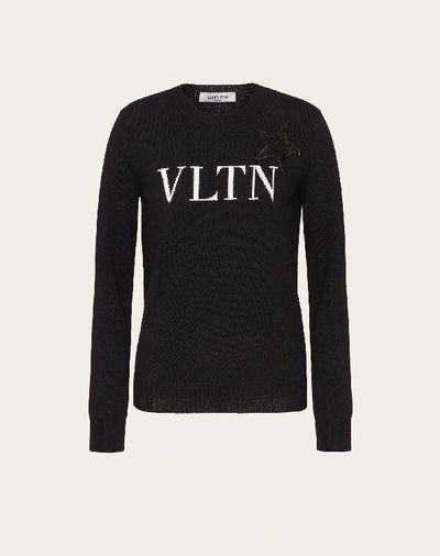 Valentino Cashmere Wool Intarsia Jumper In Black/ivory