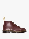 DR. MARTENS' RED CHURCH LEATHER BOOTS,1605460115370227