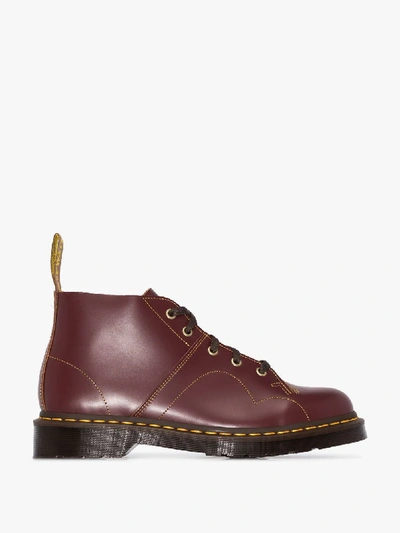 Dr. Martens' Church Leather Ankle Boots In Red