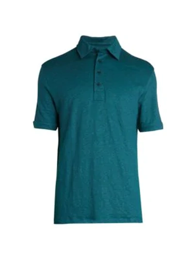 Ermenegildo Zegna Slub Linen Polo Shirt In Blue