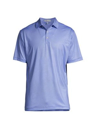 Peter Millar Pace Print Geometric Jersey Polo Shirt In Cape Blue