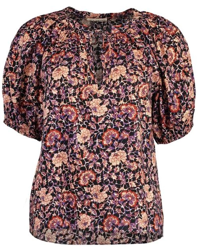 Ulla Johnson Floral-print Short-sleeve Blouse In Midnight Floral