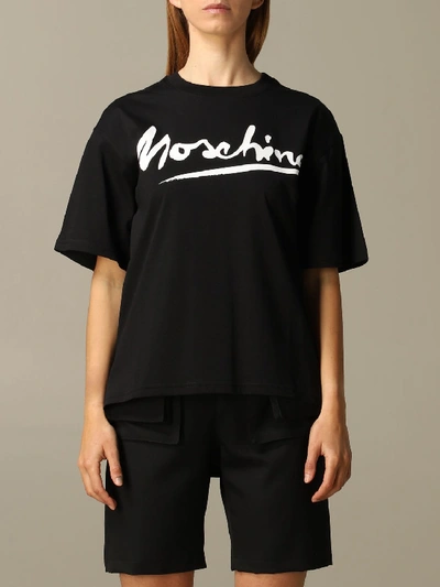 Moschino Couture T-shirt With Big Logo In Black