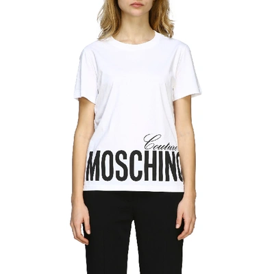Moschino Couture Short-sleeved T-shirt With Logo In White/black