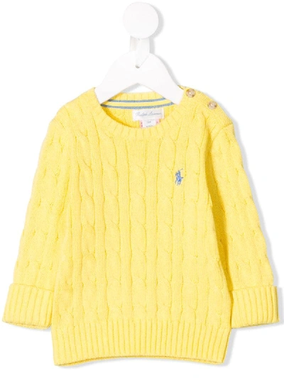 Ralph Lauren Babies' Cable Knit Jumper In Yellow