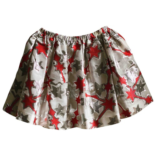 silver silk skirt