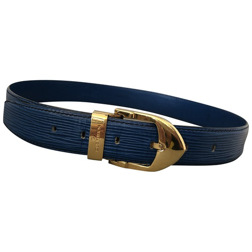 Pre-Owned Louis Vuitton Blue Leather Belt | ModeSens