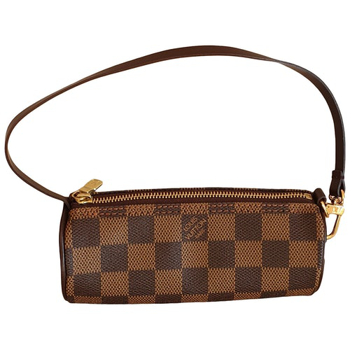 Pre-Owned Louis Vuitton Papillon Brown Cloth Clutch Bag | ModeSens