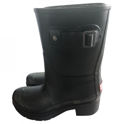 Pre-owned Hunter Black Rubber Ankle Boots