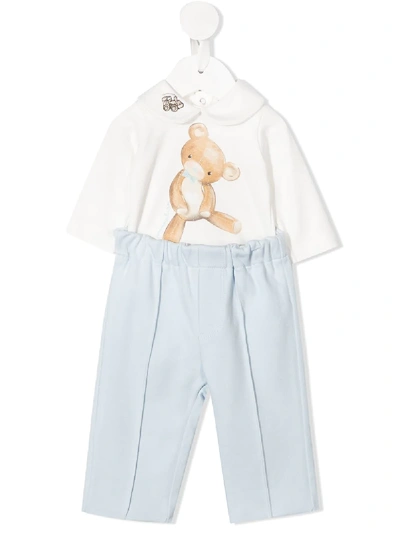 Monnalisa Kids' Bear Print Two-piece Set In Blue