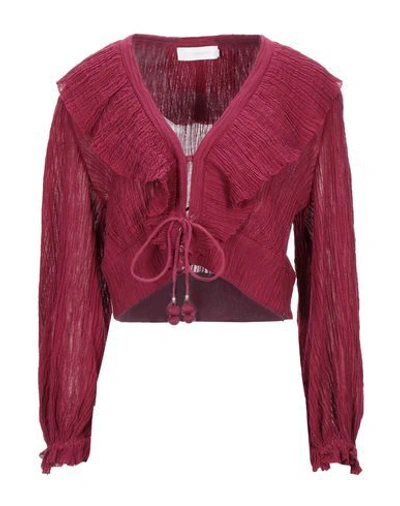 Zimmermann Solid Color Shirts & Blouses In Maroon