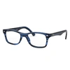 RAY BAN RB5228 OPTICS EYEGLASSES STRIPED BLUE FRAME CLEAR LENSES POLARIZED 50-17