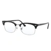 Ray Ban Clubmaster Square Optics Eyeglasses Shiny Black Frame Clear Lenses 52-21 In Shiny Black