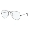 Ray Ban Aviator Optics Eyeglasses Gunmetal Frame Clear Lenses 58-14 In Gunmetal