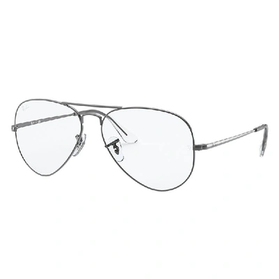 Ray Ban Aviator Optics Eyeglasses Gunmetal Frame Clear Lenses 58-14