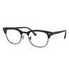 Ray Ban Clubmaster Marble Optics Eyeglasses Wrinkled Black Frame Clear Lenses 51-21 In Wrinkled Black
