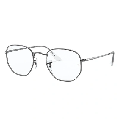 Ray Ban Hexagonal Optics Eyeglasses Gunmetal Frame Clear Lenses 54-21