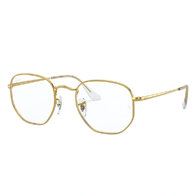 Ray Ban Hexagonal Optics Eyeglasses Gold Frame Clear Lenses 51-21