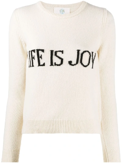 Alberta Ferretti "life Is Joy" Eco-cashmere Cropped Sweater In Neutrals