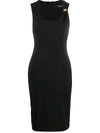 VERSACE GATHERED STRAP FITTED DRESS