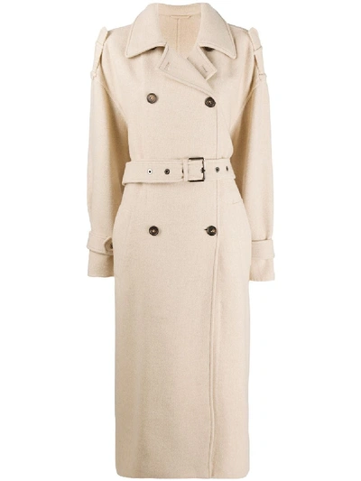 Brunello Cucinelli Belted Double-breasted Coat In Neutrals