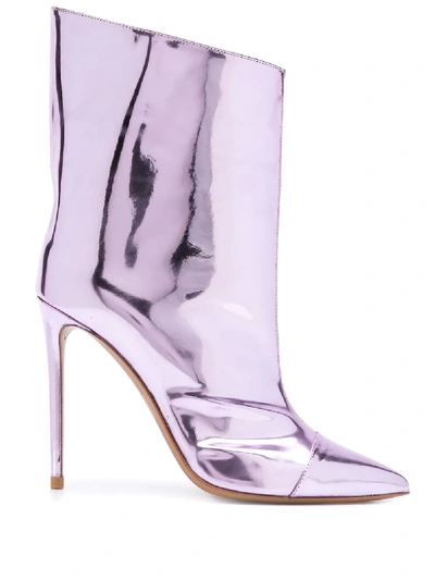 Alexandre Vauthier Alex Mirror Ankle Boots In Pink