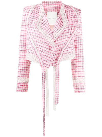 Loulou Cropped Frayed Jacket In Pink