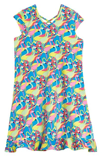 Art & Eden Kids' Vivian Ruffle Hem A-line Dress In Pink Flamingo