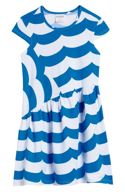 Art & Eden Kids' Kai Asymmetrical Print Dress In Wave Stripe