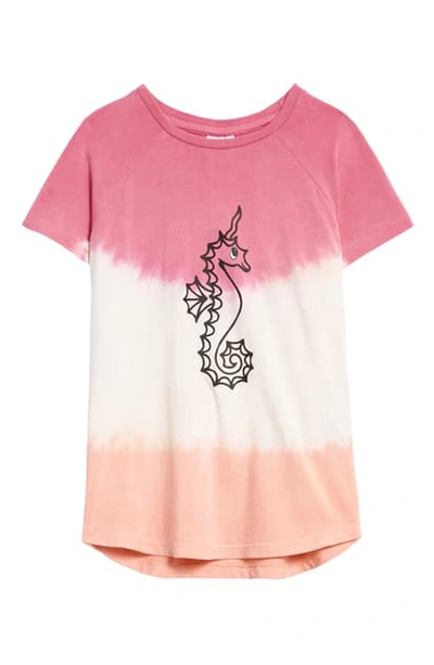 Art & Eden Kids' Kim Raglan Graphic Tee In Pink And Peach Dip Dye