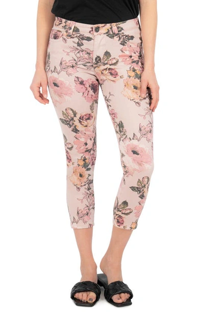 Kut From The Kloth Lauren Floral Print Crop Straight Leg Jeans In Rose