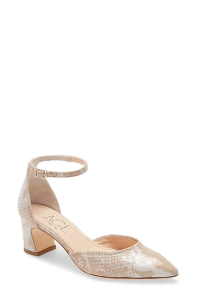 Agl Attilio Giusti Leombruni D'orsay Ankle Strap Pump In Nude Multi Patent