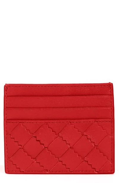 Bottega Veneta Card Holder In Intrecciato Nappa Leather In Red