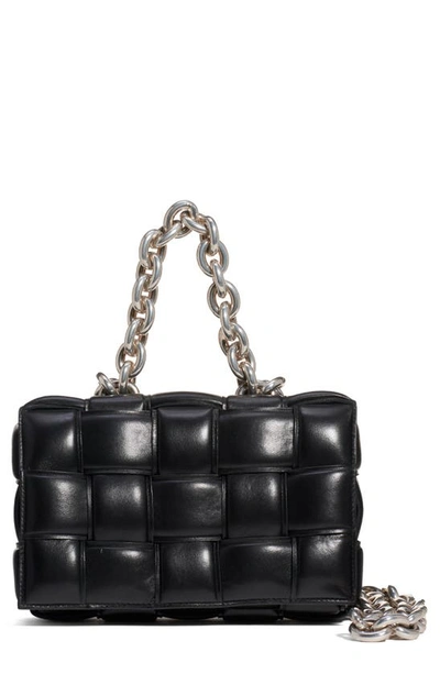 Bottega Veneta Black The Chain Cassette Leather Shoulder Bag In Black/ Silver