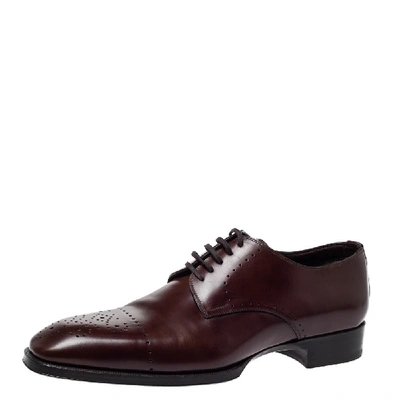Pre-owned Tom Ford Brown Leather Lace Up Oxfords Size 43