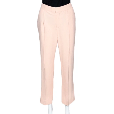 Pre-owned Chloé Pale Pink Crepe Straight Leg Trousers L