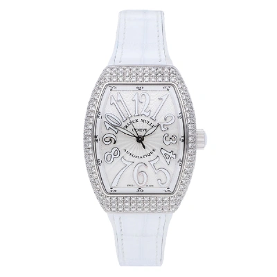 Pre-owned Franck Muller Silver Diamond Stainless Steel Vanguard V.sc. At. Ac. Fo.d.bc Women's Wristwatch 32 X 42 Mm