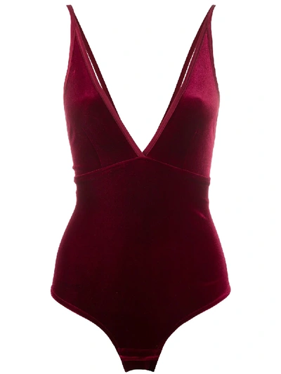 Simone Wild Velvet Bodysuit In Red